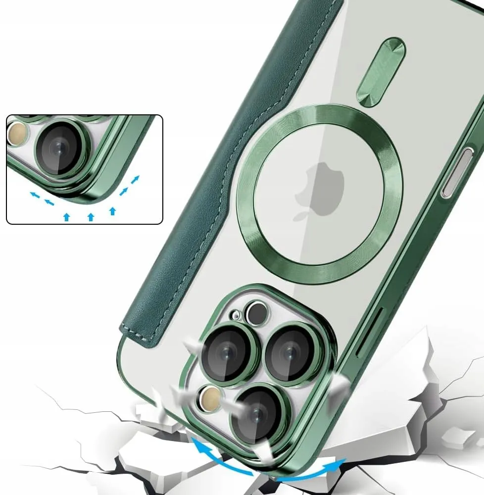 Etui Flip Wallet z Klapką do Magsafe do iPhone 16 Pro Max - Zielone