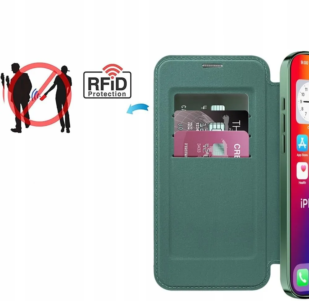Etui Flip Wallet z Klapką do Magsafe do iPhone 16 - Zielone