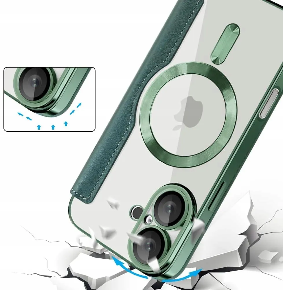 Etui Flip Wallet z Klapką do Magsafe do iPhone 16 - Zielone