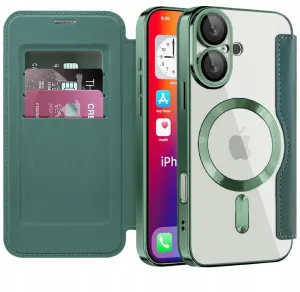 Etui Flip Wallet z Klapką do Magsafe do iPhone 16 - Zielone