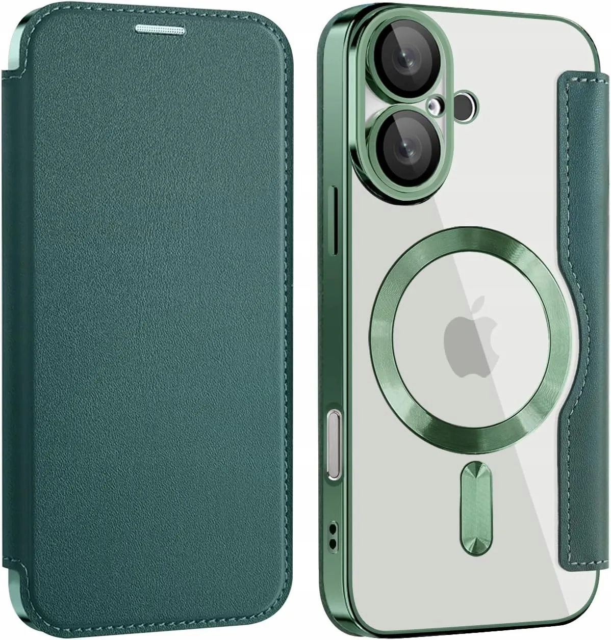 Etui Flip Wallet z Klapką do Magsafe do iPhone 16 - Zielone