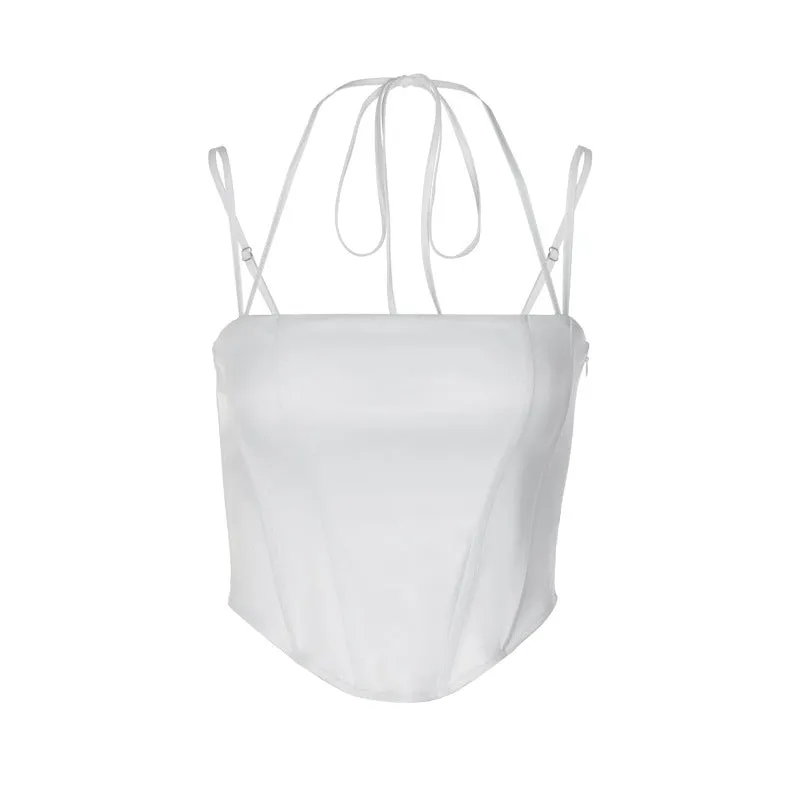European and American Aliexpress Hot Selling Solid Color Slim-Fit Street Essential Hot Girl Style Tube Top with Strap Women's Clothing Amazon Wholesale