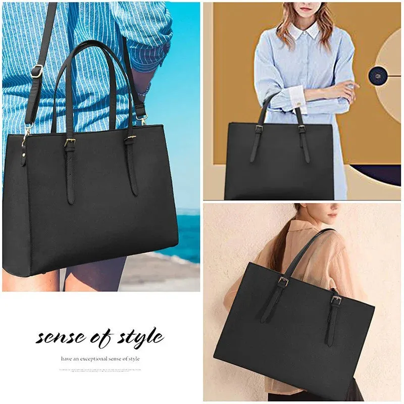 European And American Laptop Bags Cross-grained Women's Bag Multi-layered Large Single-shoulder Bag Stylish Versatile Briefcase