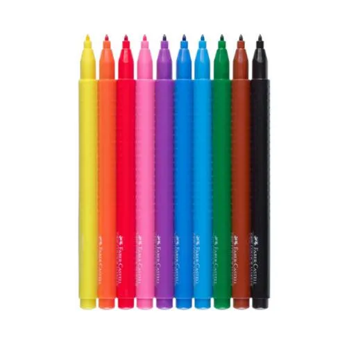 Faber-Castell - Grip Fibre Tip Colour Markers - Wallet Of 10