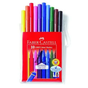Faber-Castell - Grip Fibre Tip Colour Markers - Wallet Of 10