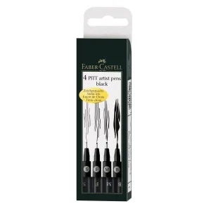 Faber-Castell - Pitt Artist Pen - Black Wallet of 4 (S,F,M,B)