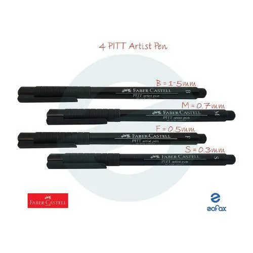 Faber-Castell - Pitt Artist Pen - Black Wallet of 4 (S,F,M,B)