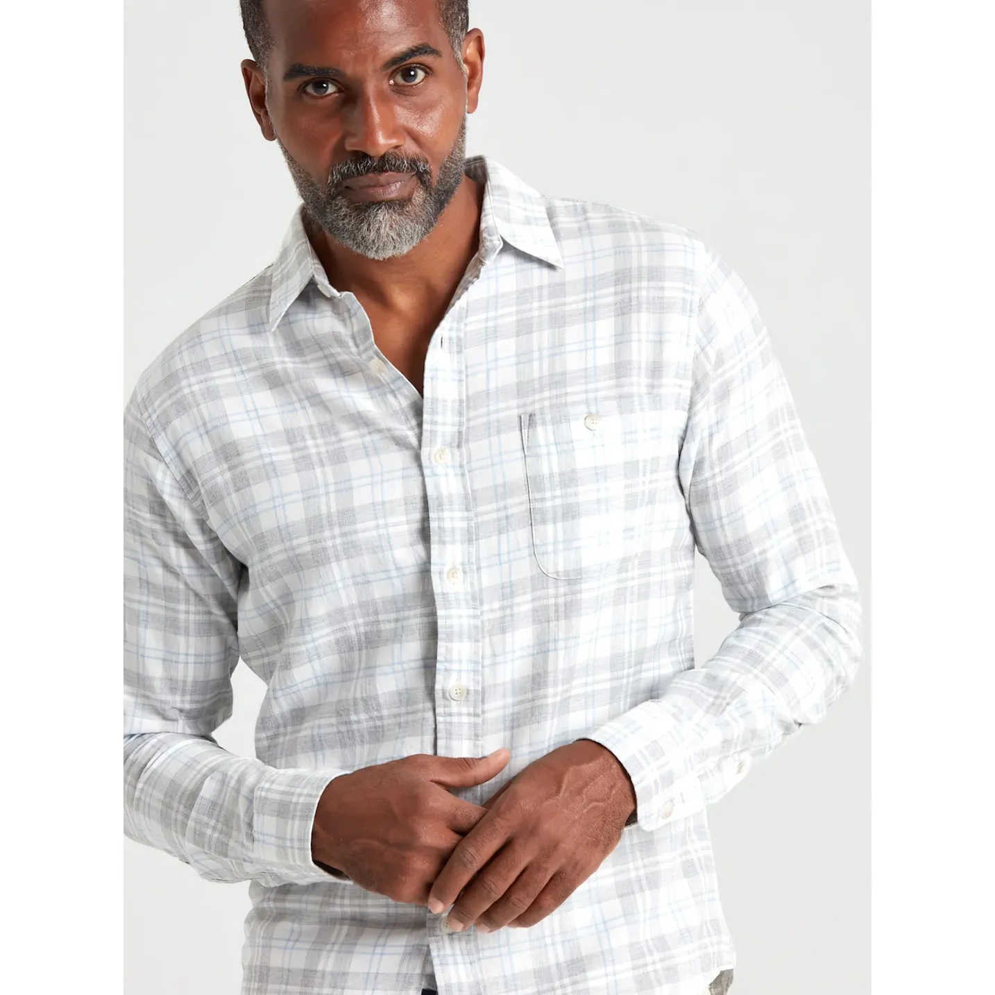Faherty Men Stretch Flannel Grey