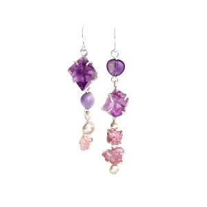 Fanciful Pink Tourmaline and Fluorite Earrings