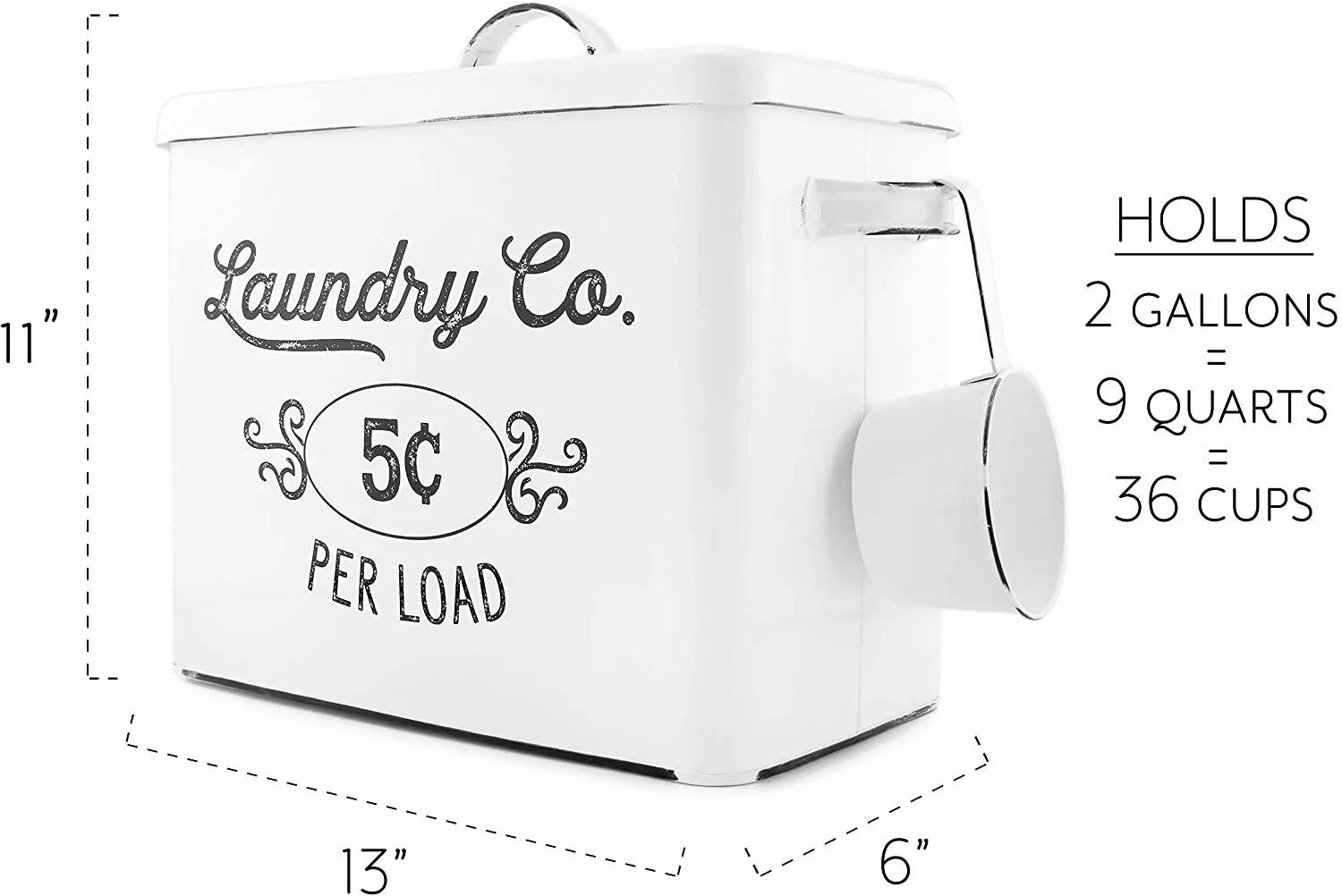 Farmhouse Laundry Powder Container (White, Case of 6)