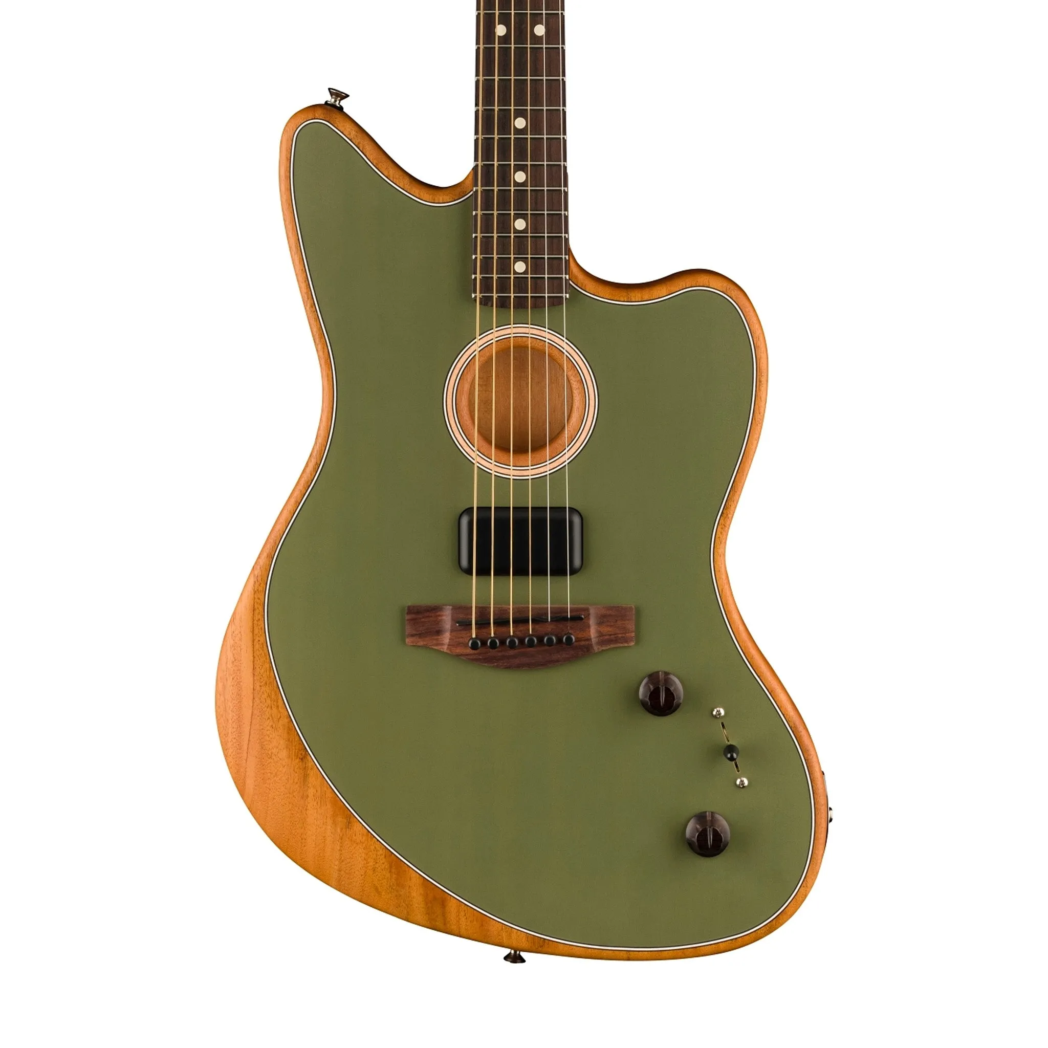 Fender Acoustasonic Player Jazzmaster Electric Guitar, Antique Olive