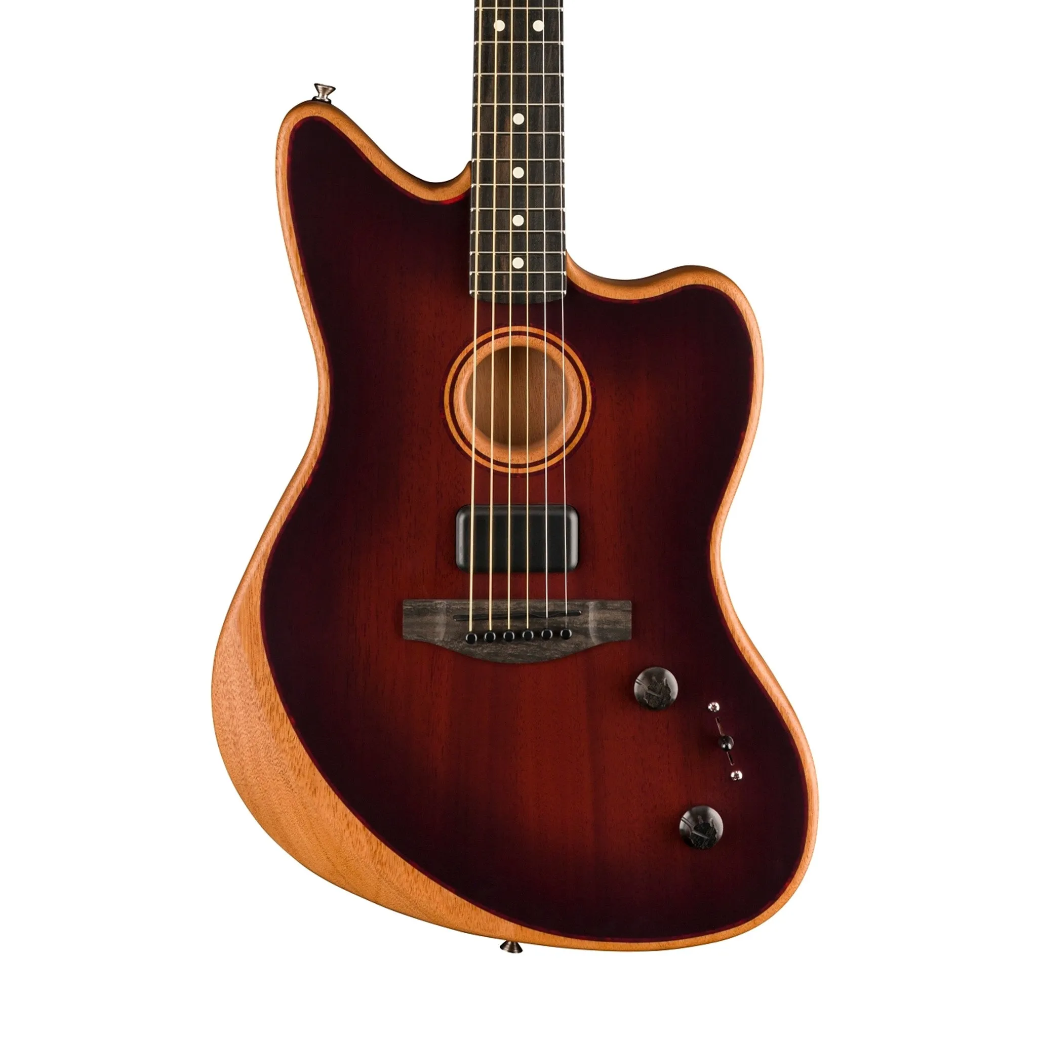 Fender American Acoustasonic Jazzmaster All Mahogany Ac-Elec Gtr w/Bag, Ebony FB, Bourbon Burst