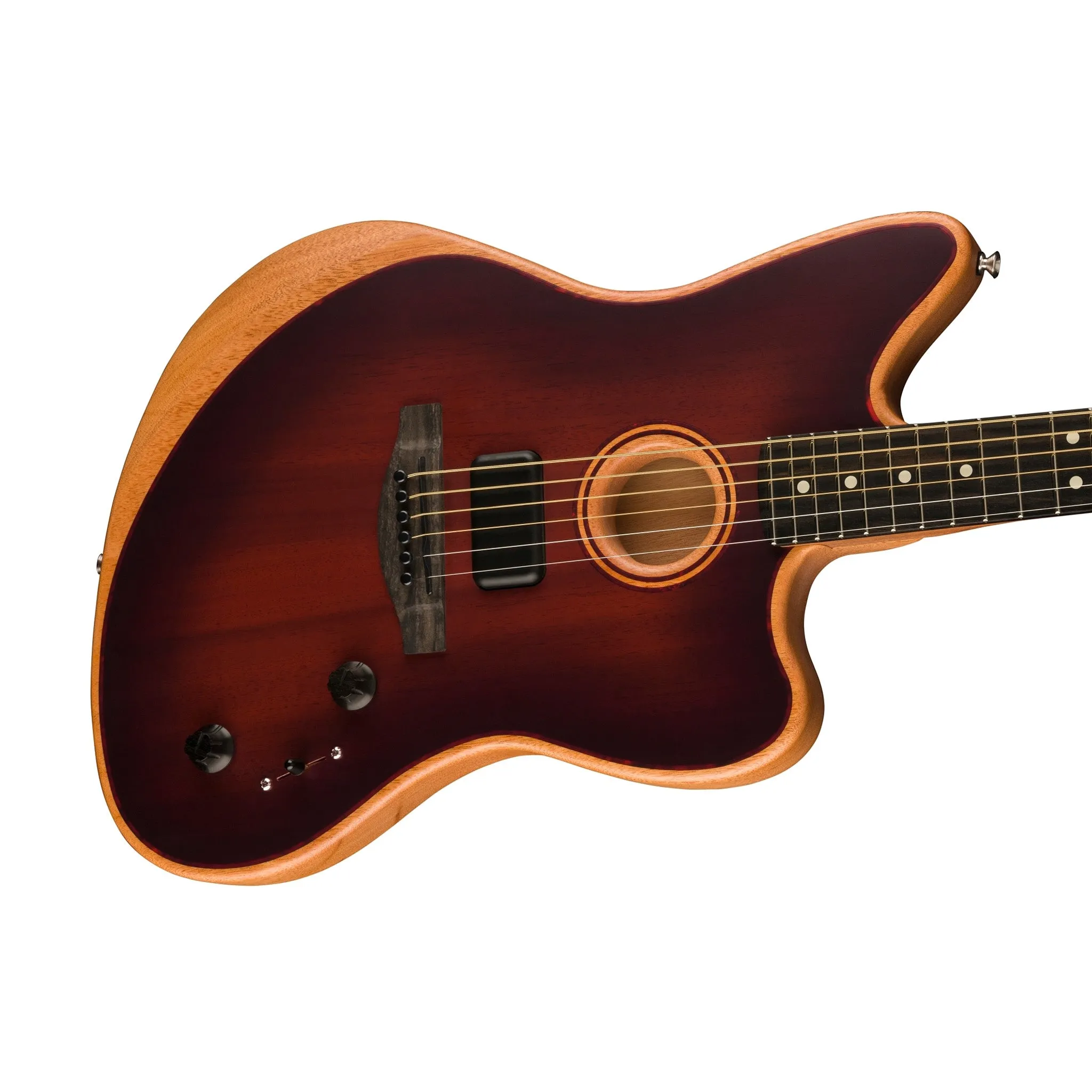 Fender American Acoustasonic Jazzmaster All Mahogany Ac-Elec Gtr w/Bag, Ebony FB, Bourbon Burst