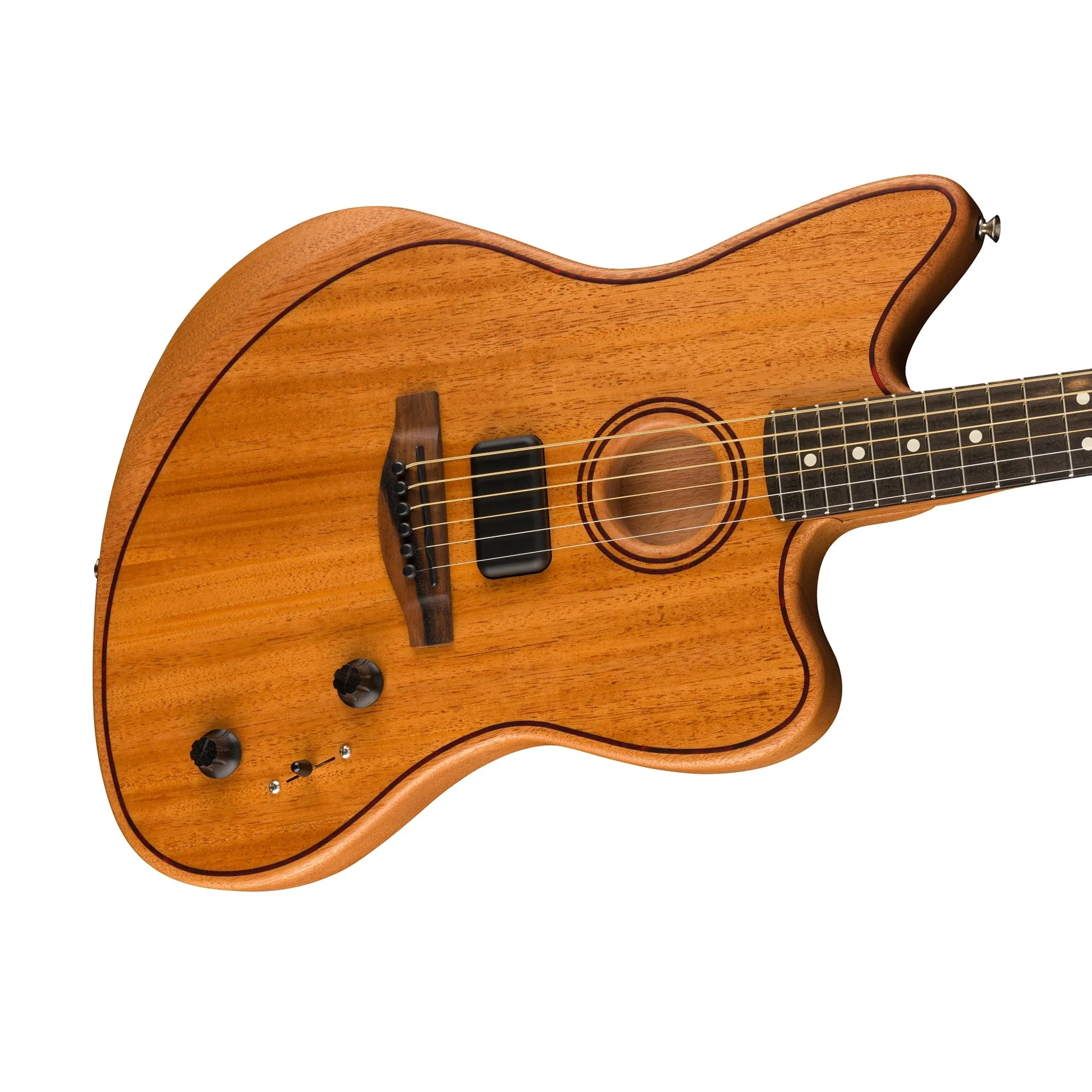 Fender American Acoustasonic Jazzmaster All Mahogany Acoustic-Electric Gtr w/Bag, Ebony FB, Natural