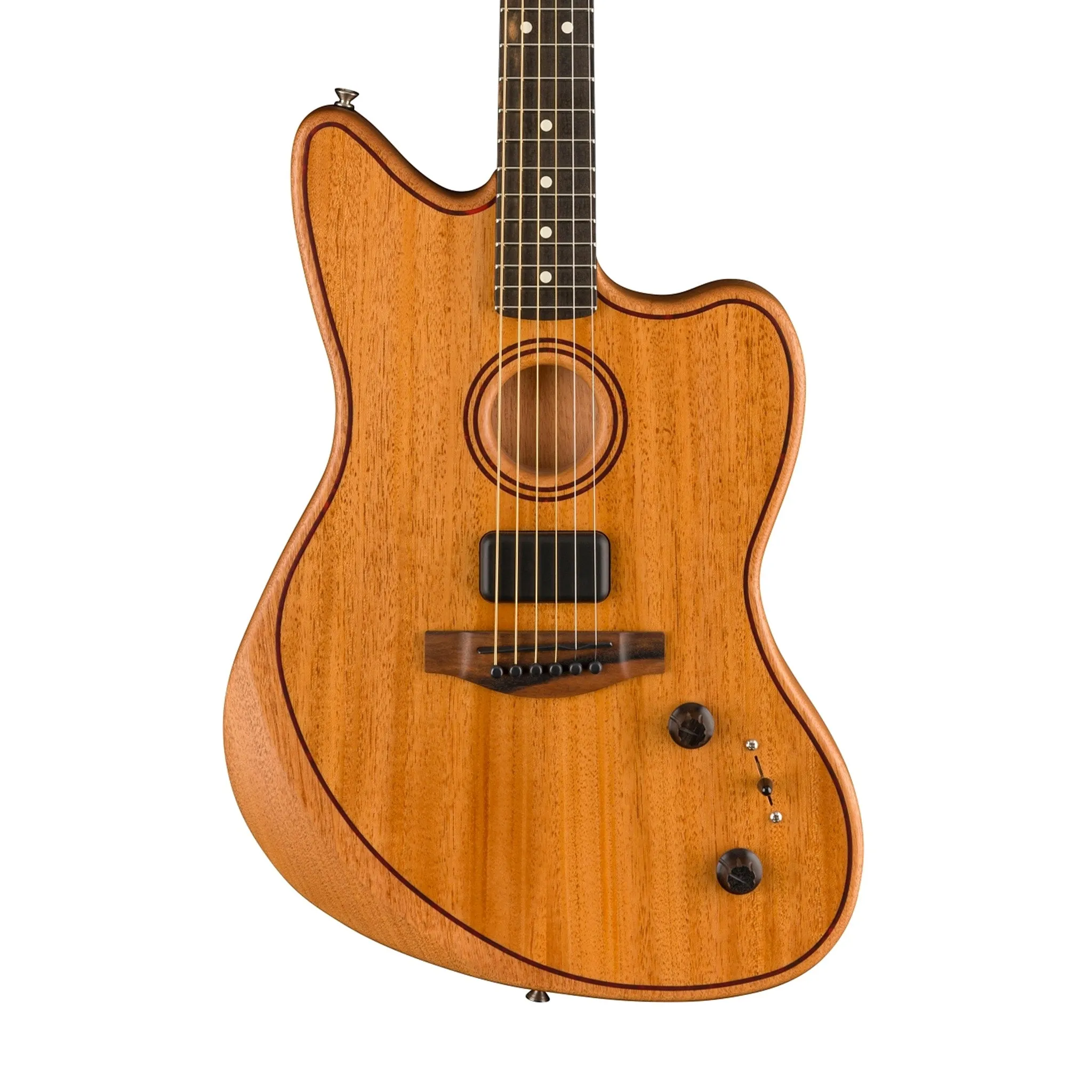 Fender American Acoustasonic Jazzmaster All Mahogany Acoustic-Electric Gtr w/Bag, Ebony FB, Natural