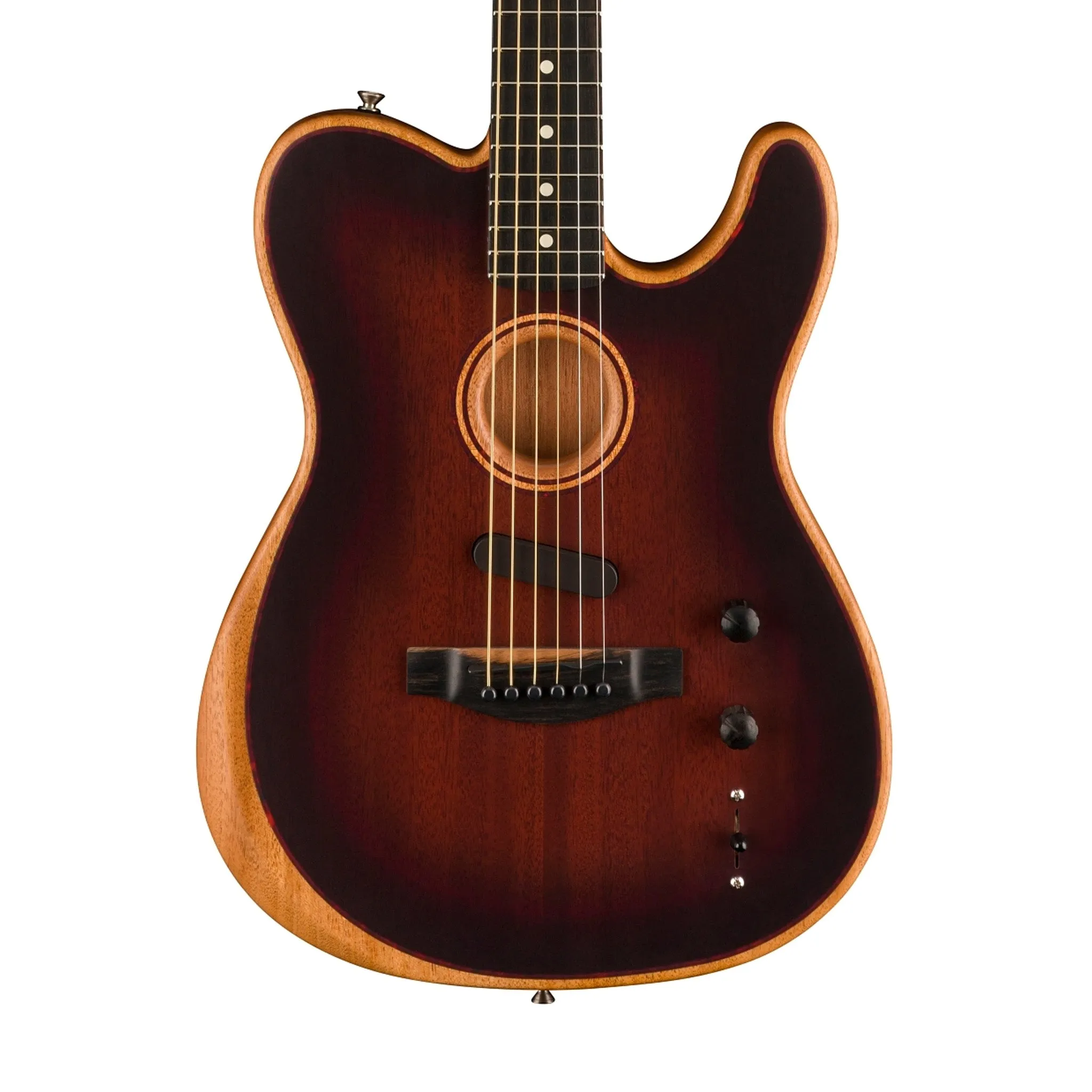 Fender American Acoustasonic Telecaster All Mahogany Guitar w/Bag, Ebony FB, Bourbon Burst