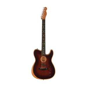 Fender American Acoustasonic Telecaster All Mahogany Guitar w/Bag, Ebony FB, Bourbon Burst