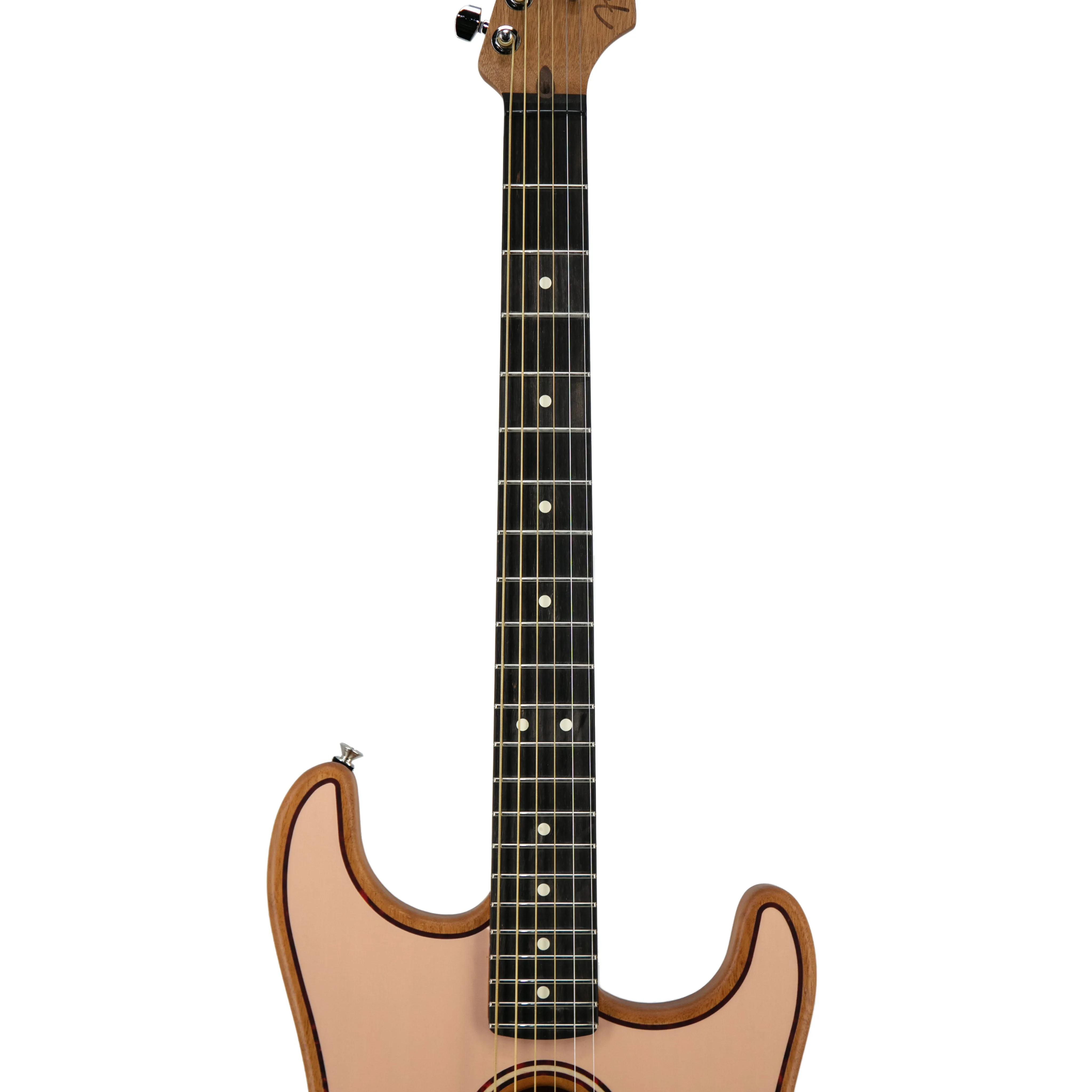 Fender FSR American Acoustasonic Stratocaster Guitar w/Bag, Ebony FB, Shell Pink