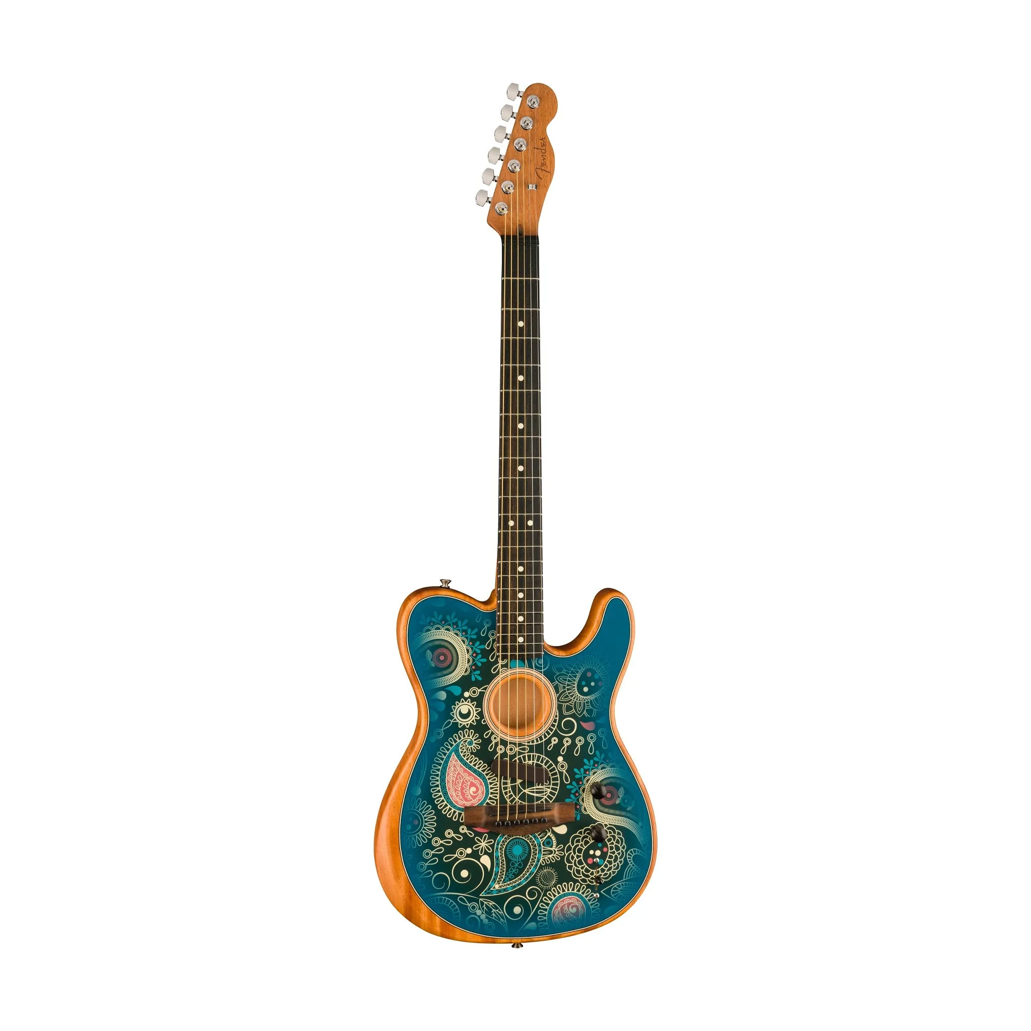 Fender FSR American Acoustasonic Telecaster Acoustic Guitar w/bag, Ebony FB, Blue Paisley