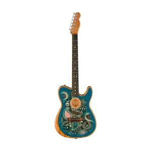 Fender FSR American Acoustasonic Telecaster Acoustic Guitar w/bag, Ebony FB, Blue Paisley