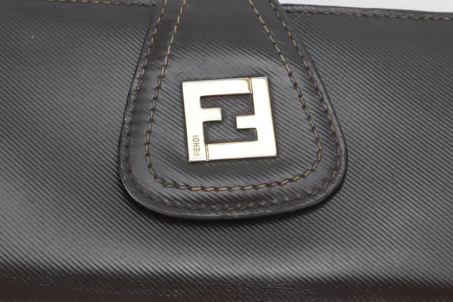 FENDI LONG WALLET ZUCCA PATTERN NYLON LEATHER (AQ74098) GOLD HARDWARE