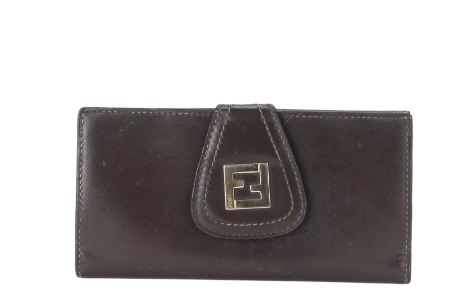 FENDI LONG WALLET ZUCCA PATTERN NYLON LEATHER (AQ74098) GOLD HARDWARE