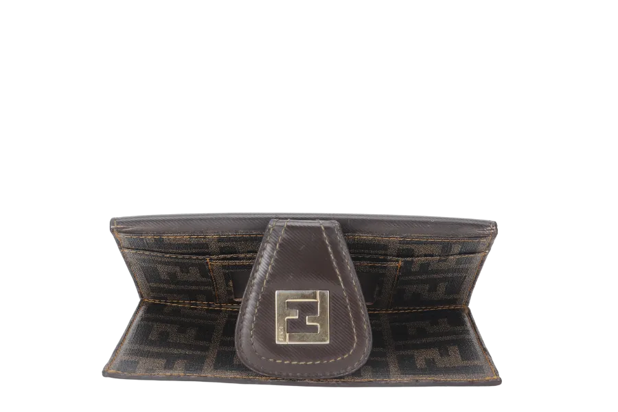 FENDI LONG WALLET ZUCCA PATTERN NYLON LEATHER (AQ74098) GOLD HARDWARE