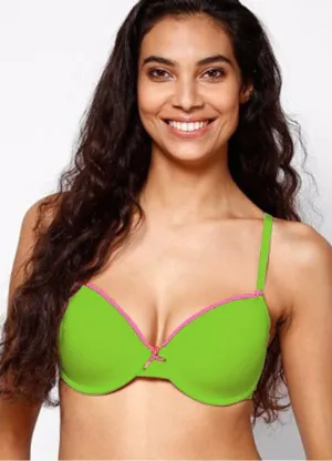 Fluorescent Green Single Padded Bra & Panty Set with Removable Straps