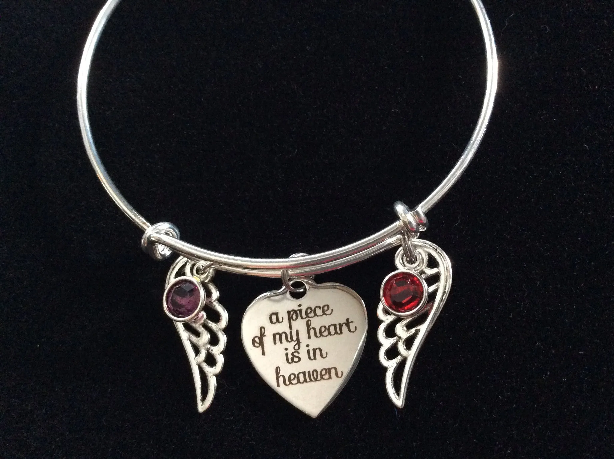For Mom and Dad A Piece of My Heart is in Heaven Expandable Charm Bracelet Adjustable Wire Bangle