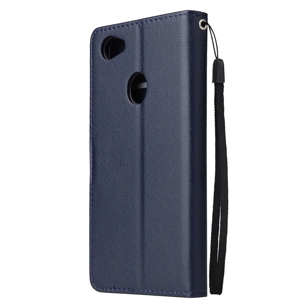 For OPPO F7 Wallet-type PU Leather Protective Phone Case with Buckle & 3 Card Position blue