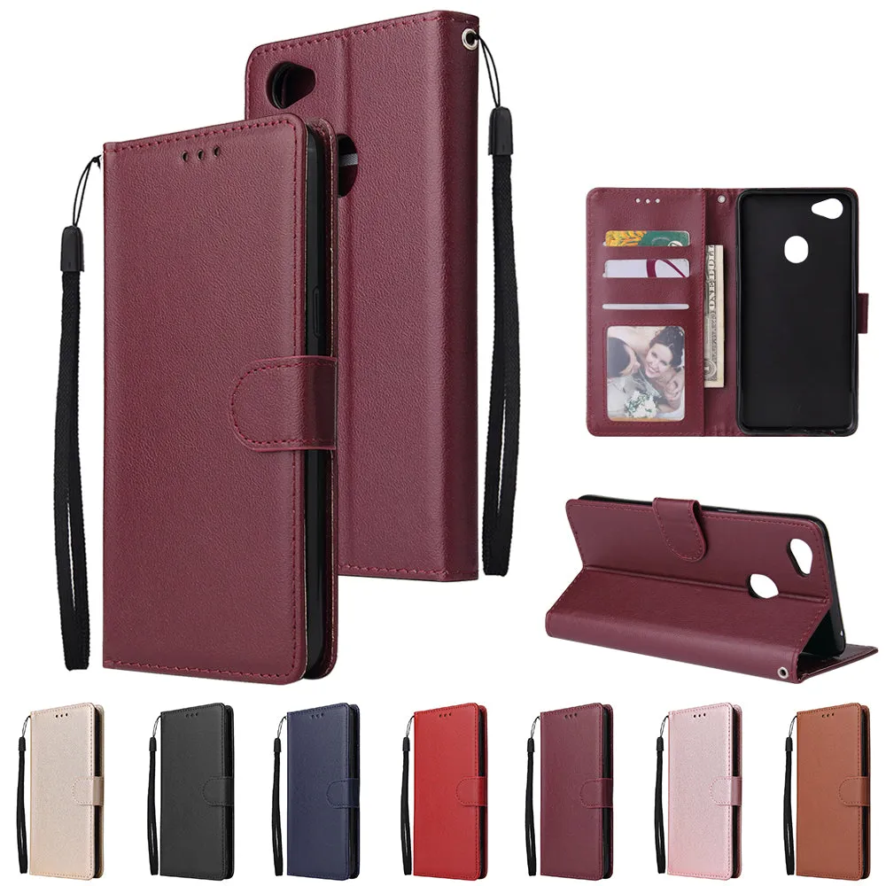 For OPPO F7 Wallet-type PU Leather Protective Phone Case with Buckle & 3 Card Position blue