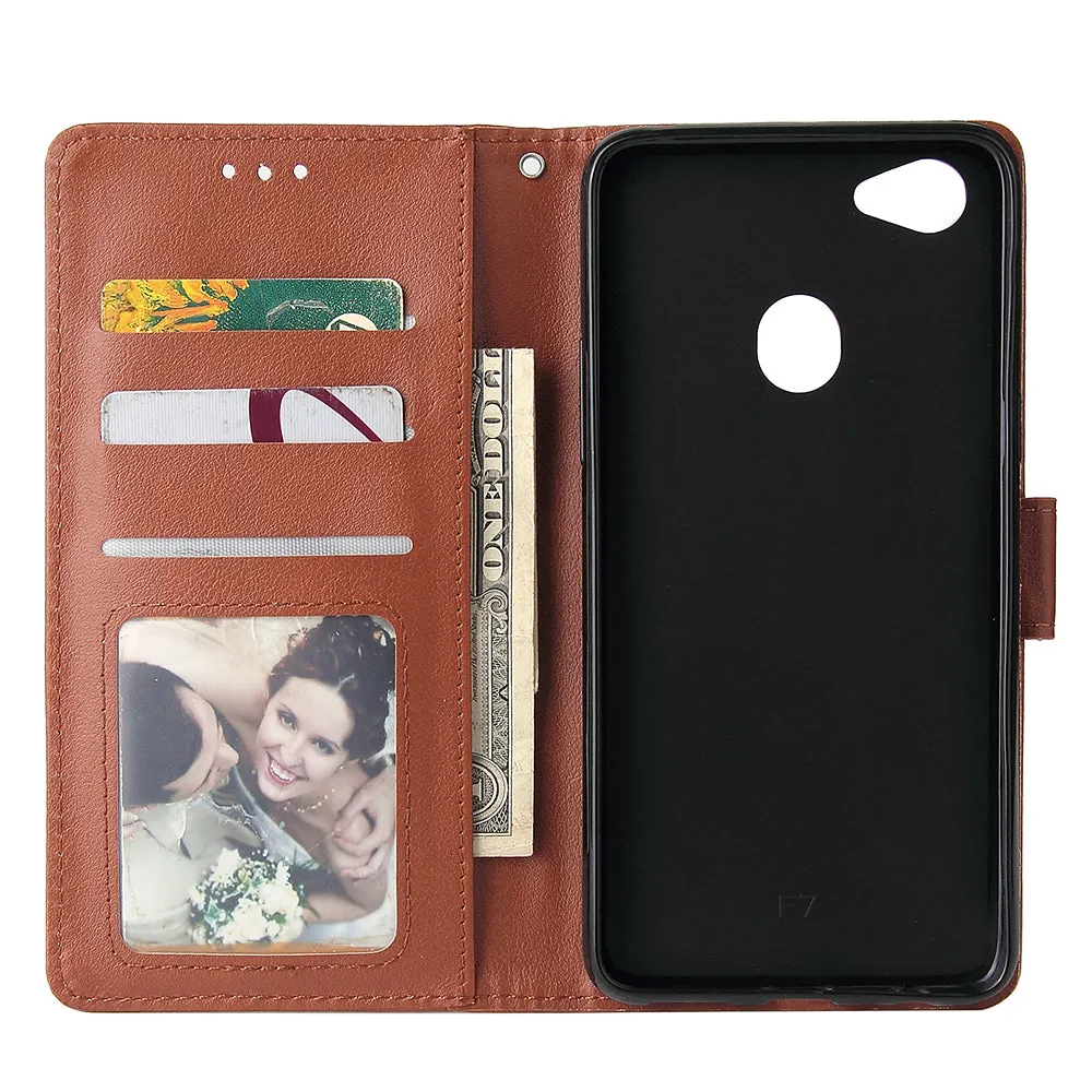 For OPPO F7 Wallet-type PU Leather Protective Phone Case with Buckle & 3 Card Position blue