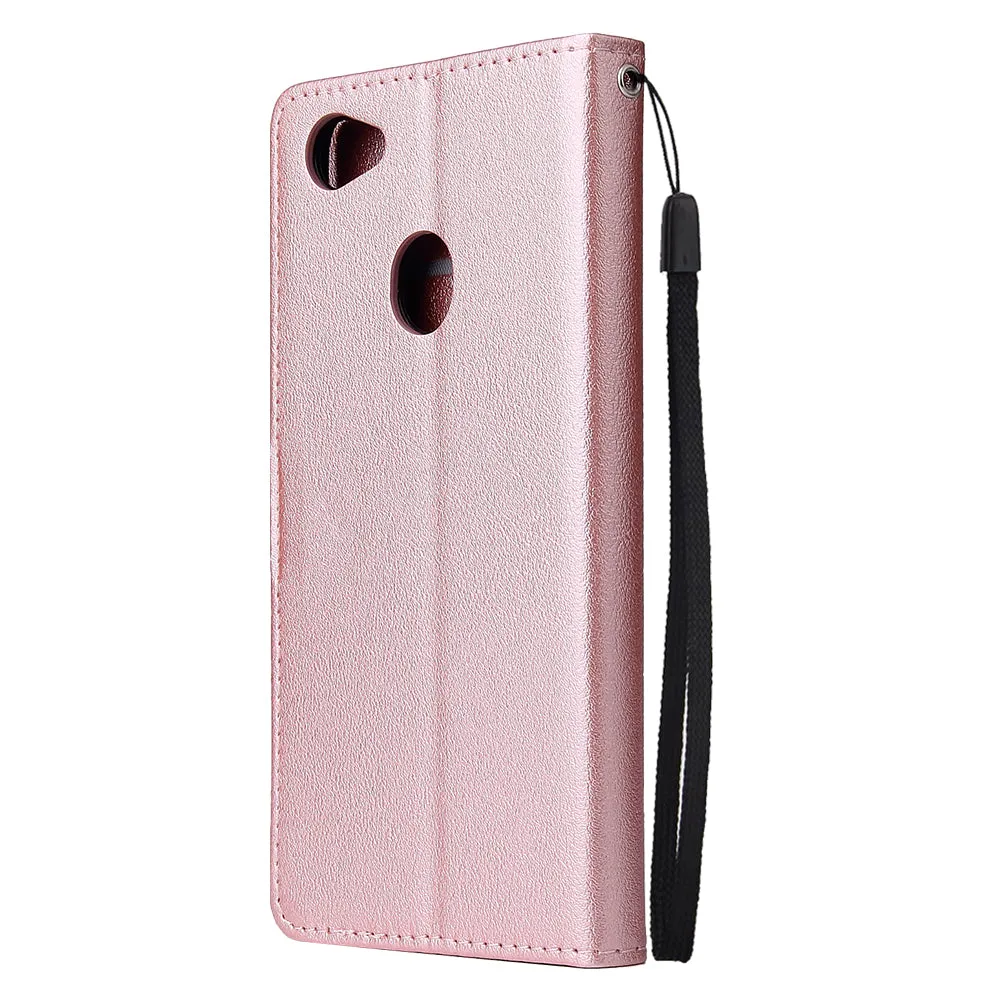 For OPPO F7 Wallet-type PU Leather Protective Phone Case with Buckle & 3 Card Position blue