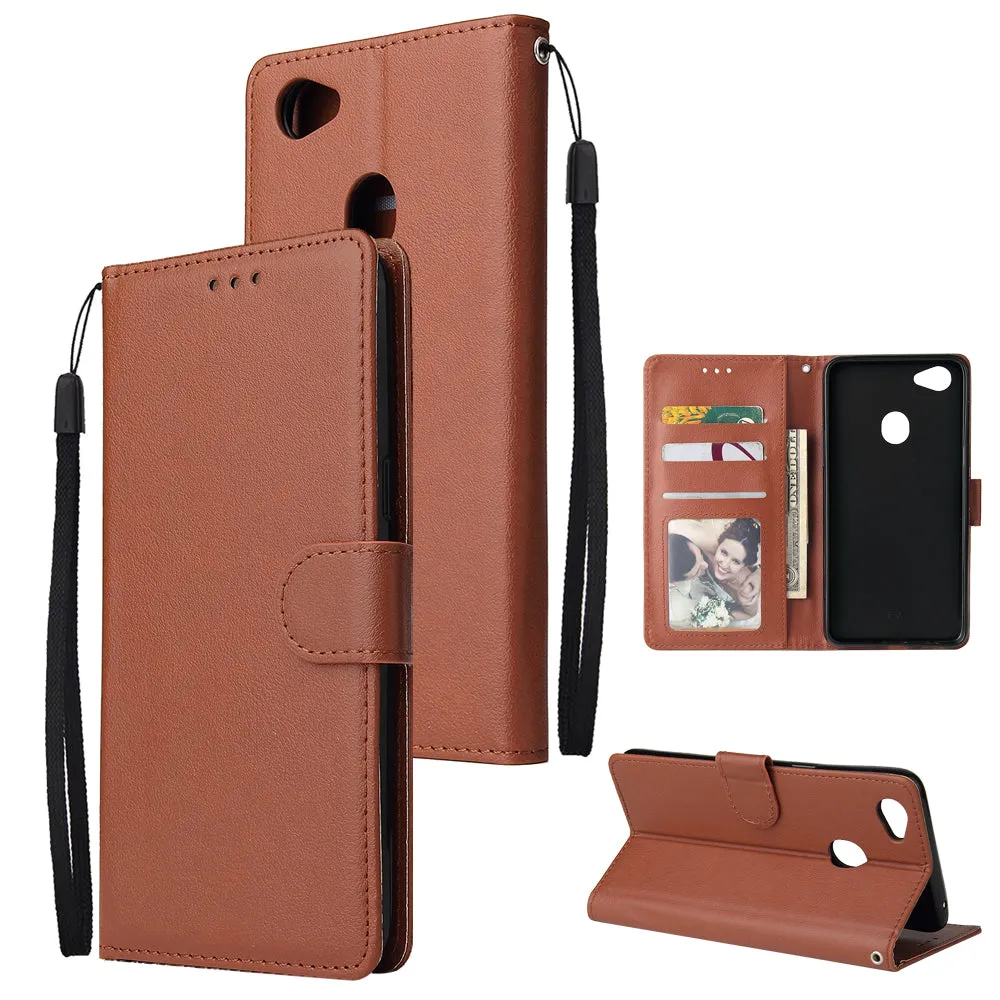 For OPPO F7 Wallet-type PU Leather Protective Phone Case with Buckle & 3 Card Position blue