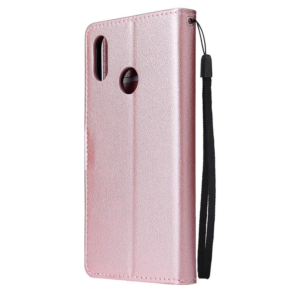 For OPPO Realme 3 Wallet-type PU Leather Protective Phone Case with Buckle & 3 Card Position Gold