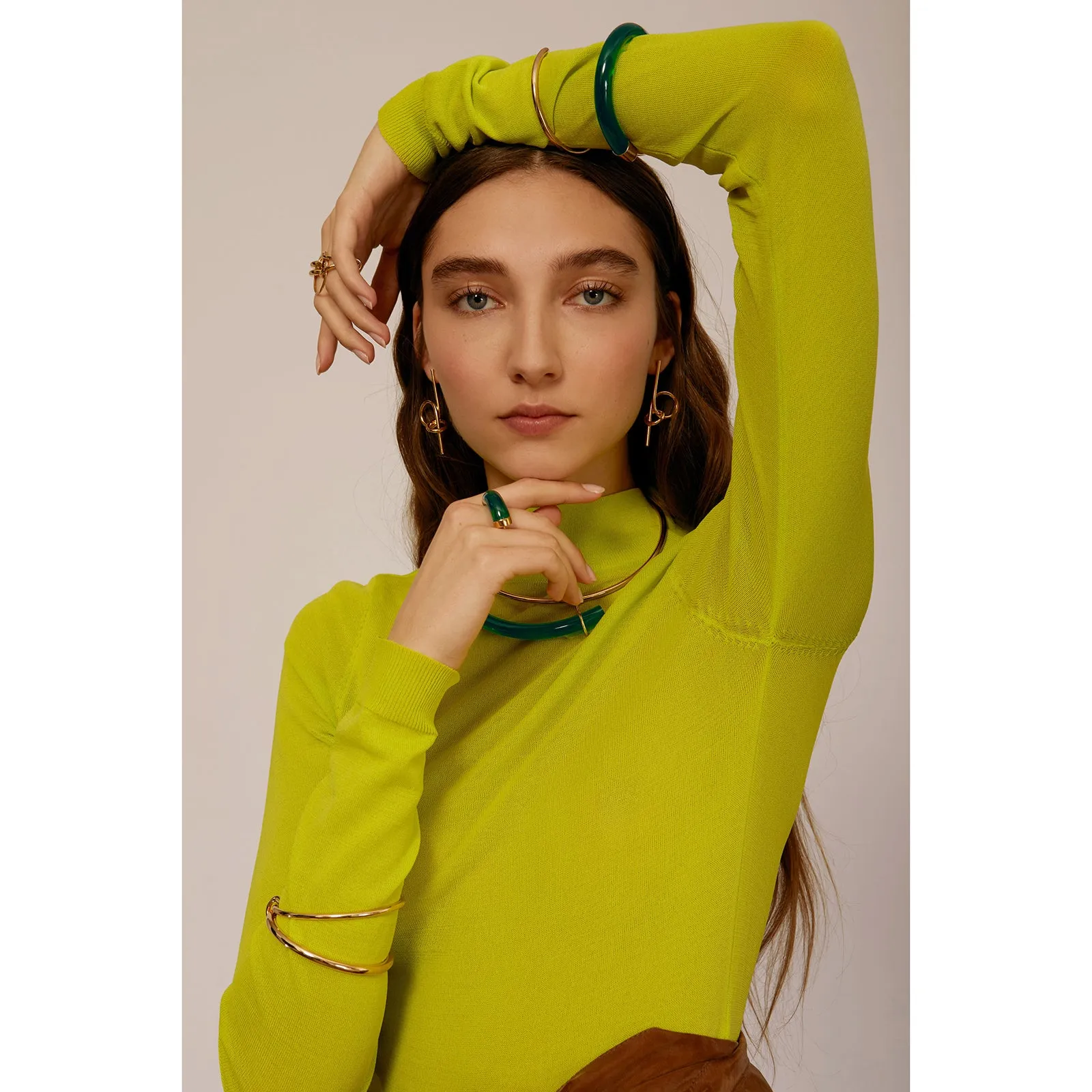 Fraction Collar in Gold and Emerald