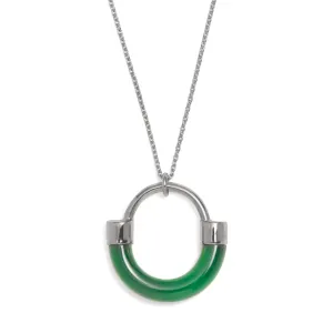 Fraction Necklace in Rhodium and Emerald