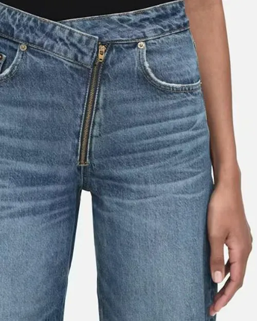 FRAME | Angled Zipper Long Barrel Jeans | Pearl District