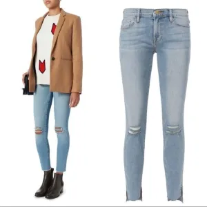FRAME Le Skinny Jeanne Jackwood Stagger Hem Jeans