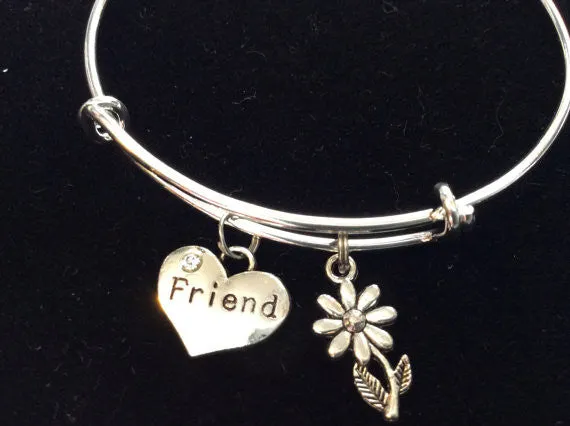 Friend Silver Expandable Bracelet Adjustable Wire Bangle One Size Fits All Trendy Custom Handmade in USA Stackable
