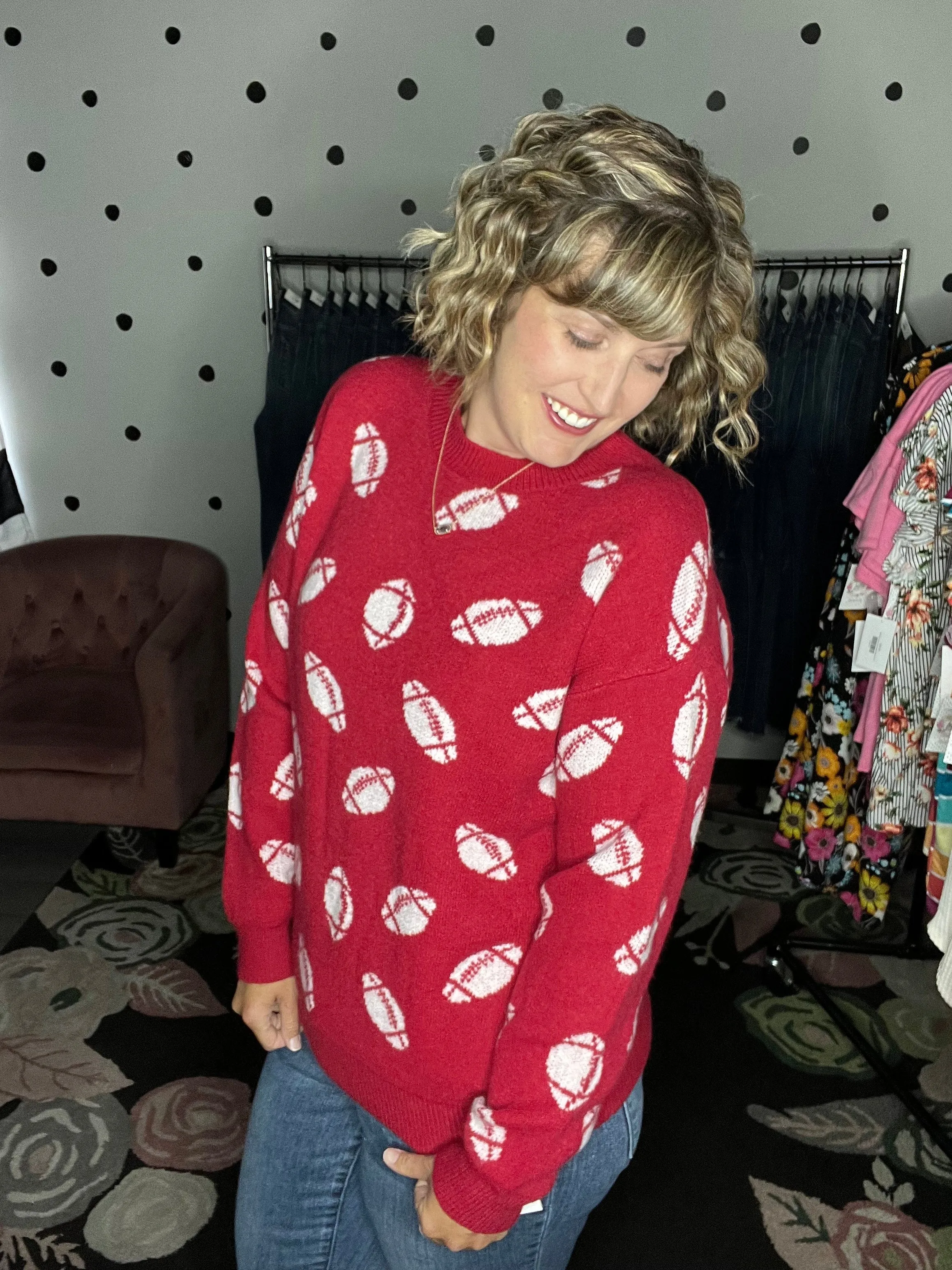 Game Day Football Sweater - Red
