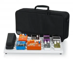 Gator White Large aluminum pedal board with Gator carry bag and bottom mounting power supply bracket