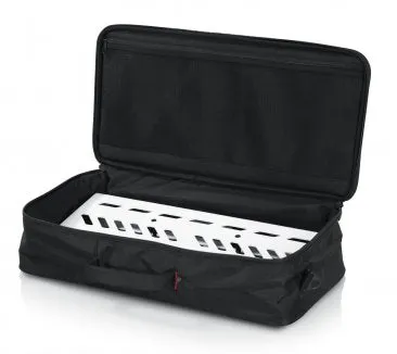 Gator White Large aluminum pedal board with Gator carry bag and bottom mounting power supply bracket