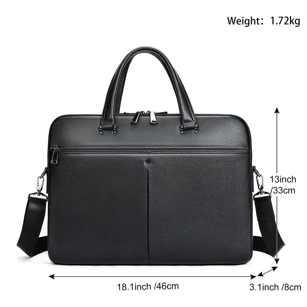 Genuine Leather Briefcase for Men 17 Inch Laptop Bag with Multiple Compartments Handbag Shoulder Bags