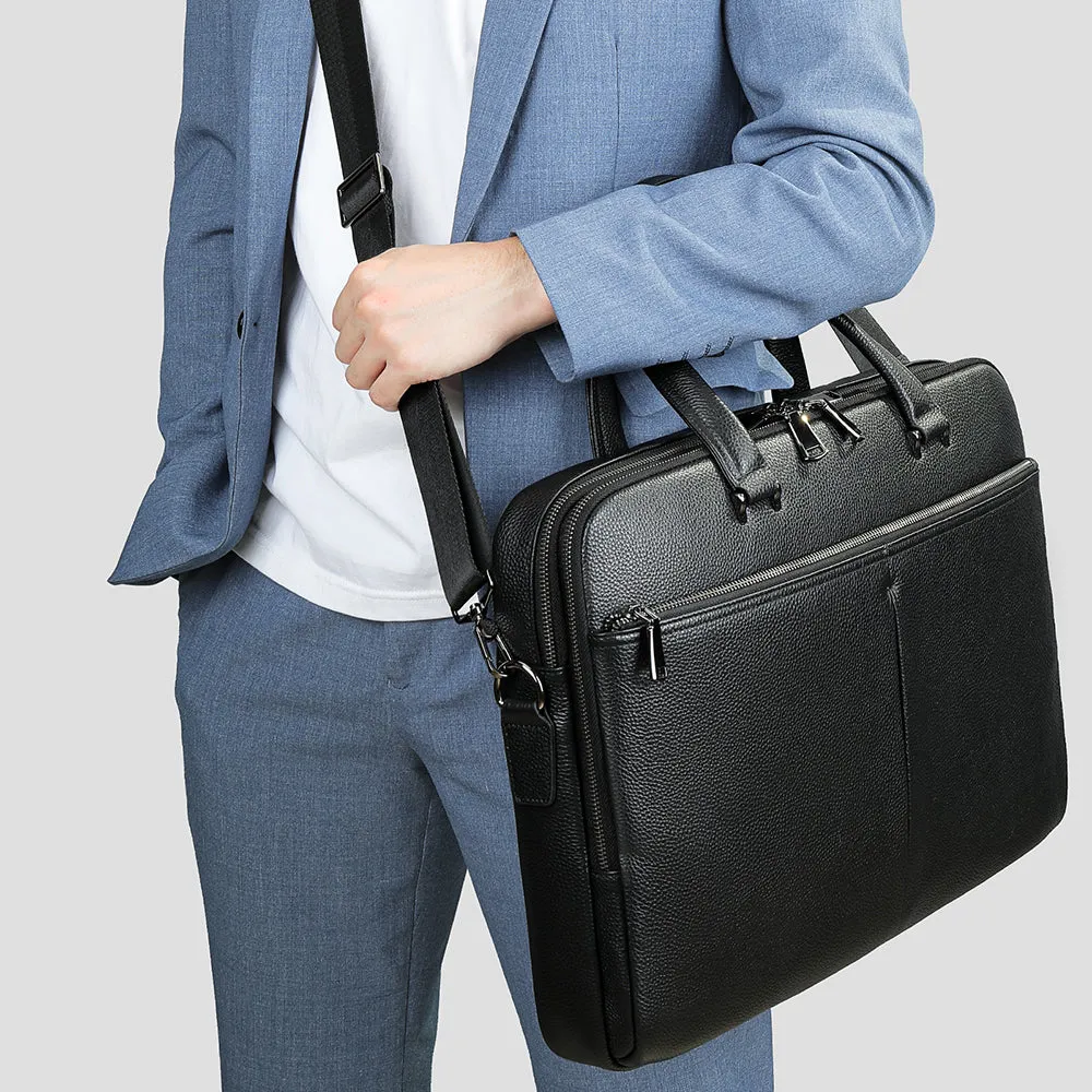 Genuine Leather Briefcase for Men 17 Inch Laptop Bag with Multiple Compartments Handbag Shoulder Bags