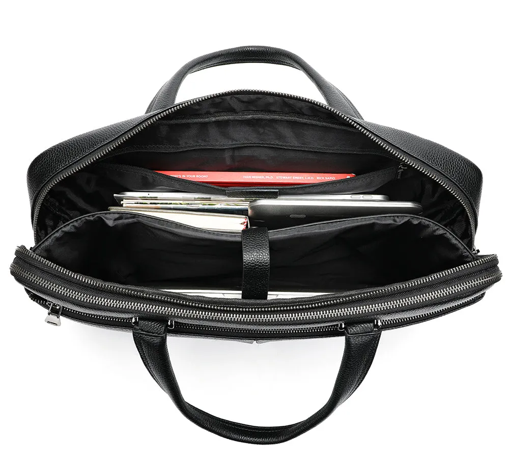 Genuine Leather Briefcase for Men 17 Inch Laptop Bag with Multiple Compartments Handbag Shoulder Bags