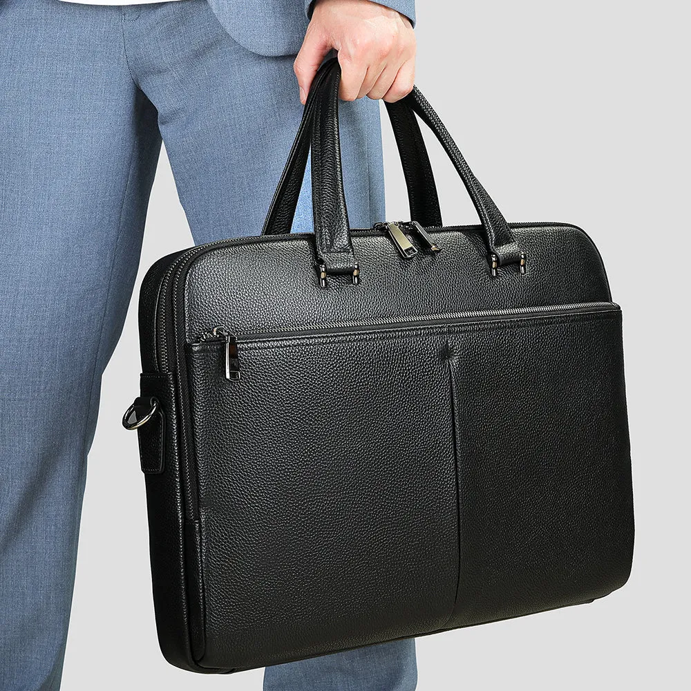 Genuine Leather Briefcase for Men 17 Inch Laptop Bag with Multiple Compartments Handbag Shoulder Bags