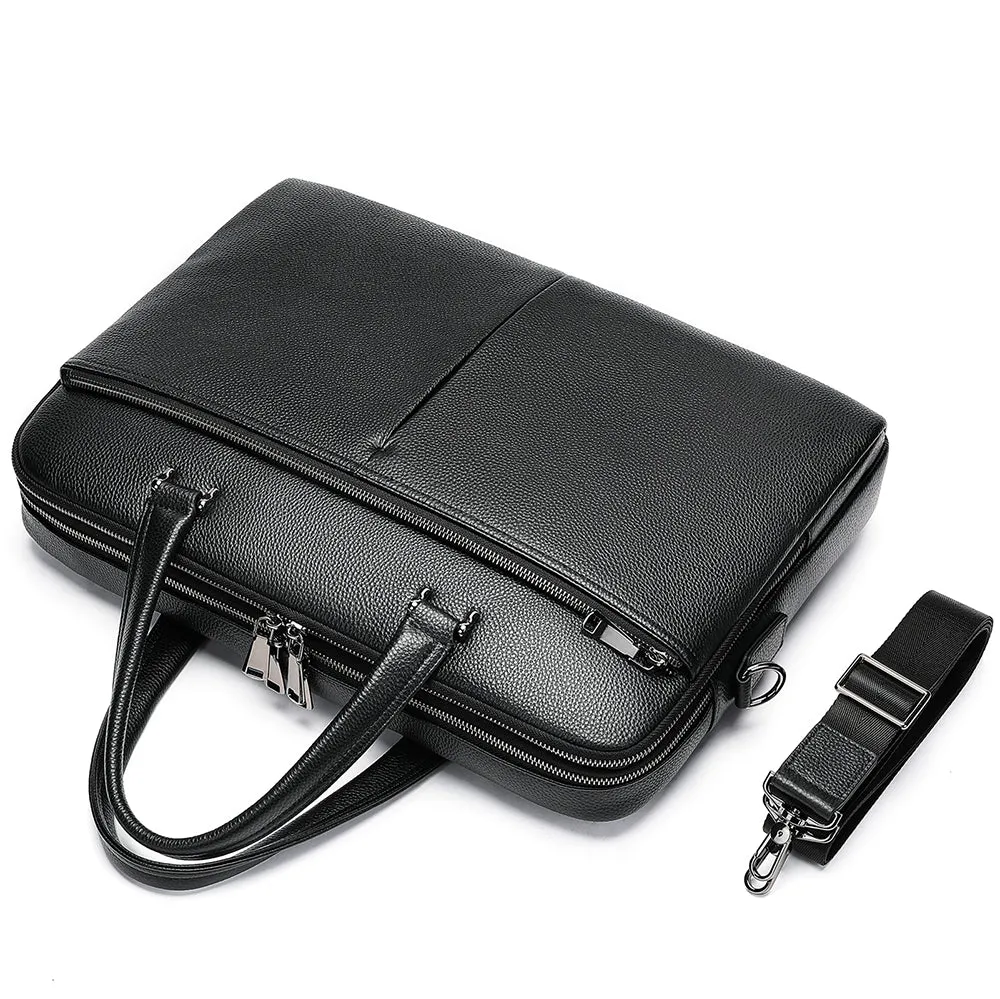 Genuine Leather Briefcase for Men 17 Inch Laptop Bag with Multiple Compartments Handbag Shoulder Bags