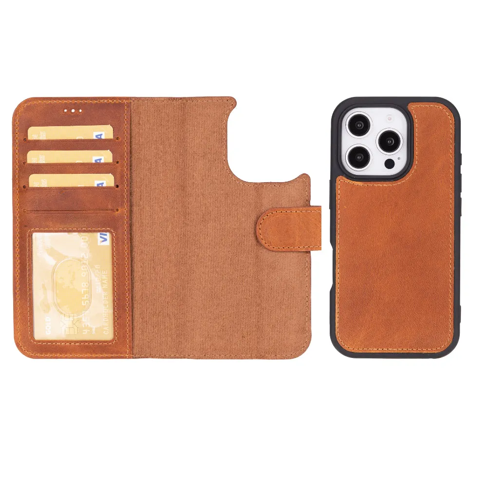 Genuine Leather Detachable  iphone 16 Case