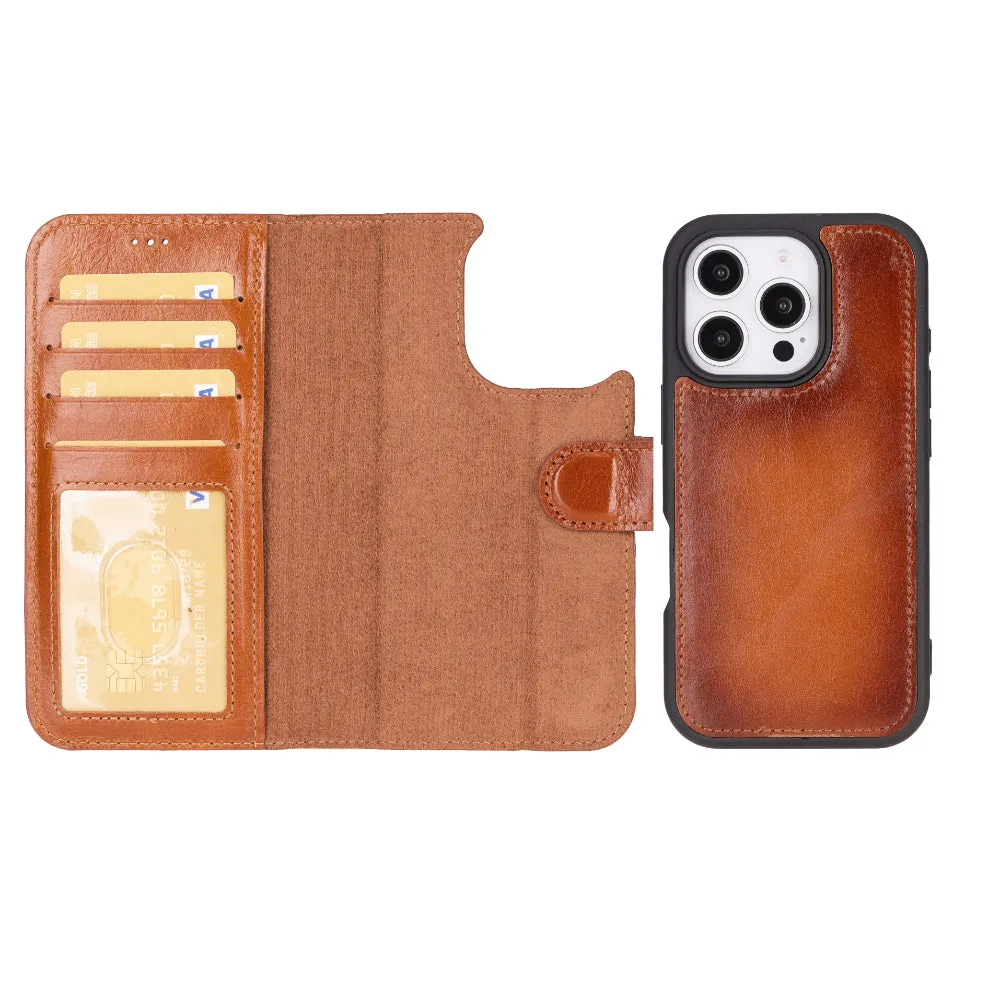 Genuine Leather Detachable  iphone 16 Case